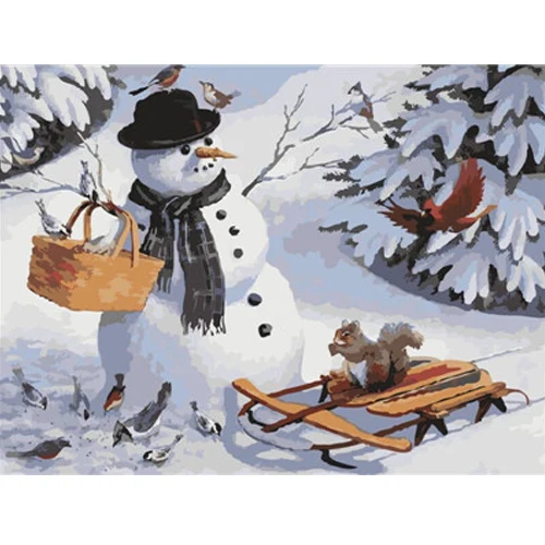 Santa Claus Snowman DIY Oil Painting Colors On Number Canvas Paint Pictures By Numbers For Home Christmas Decoration - Цвет: E537