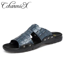 CcharmiX/летние мужские кожаные тапочки; модные мужские тапочки; высококачественные летние пляжные тапочки; мужские массажные тапочки; большие размеры 52