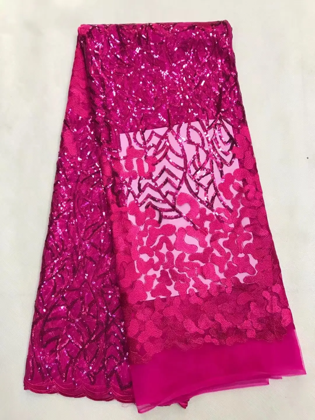 Фуксия французский Африки кружевной ткани гипюр блестками хлопок шнур Тюль в нигерийском стиле Tissu Индии сетки кружева для свадебное платье JL13565 - Цвет: As picture