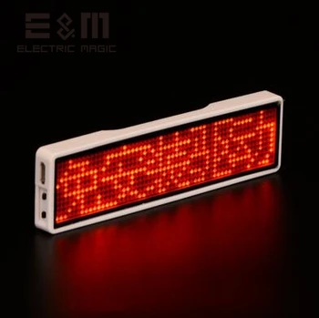 

4 Letters Bluetooth LED Screen Neon Sign Micro USB Displayfor Badge Business Card Worker Plate Badge Scroll Font 11*44