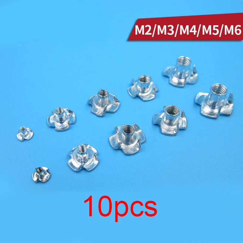 

10pcs M2 M3 M4 M5 M6 Metal Four Claws Nut Speaker Nut T-nut Blind Pronged Tee Nut For DIY RC Models Spare Parts
