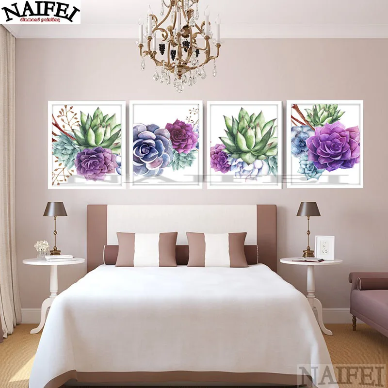 

4 pcs/set,DIY 5d Diamond Painting flowers Diamond Embroidery Painting Cross Stitch needlework Rhinestone Home Decoration mosaic