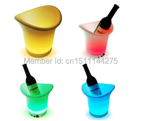 

Free Shipping Color changeable Quadrange Seau Champagne Bucket LED,LED ice bucket bars Cooler 24Keys remote controller + Adapter