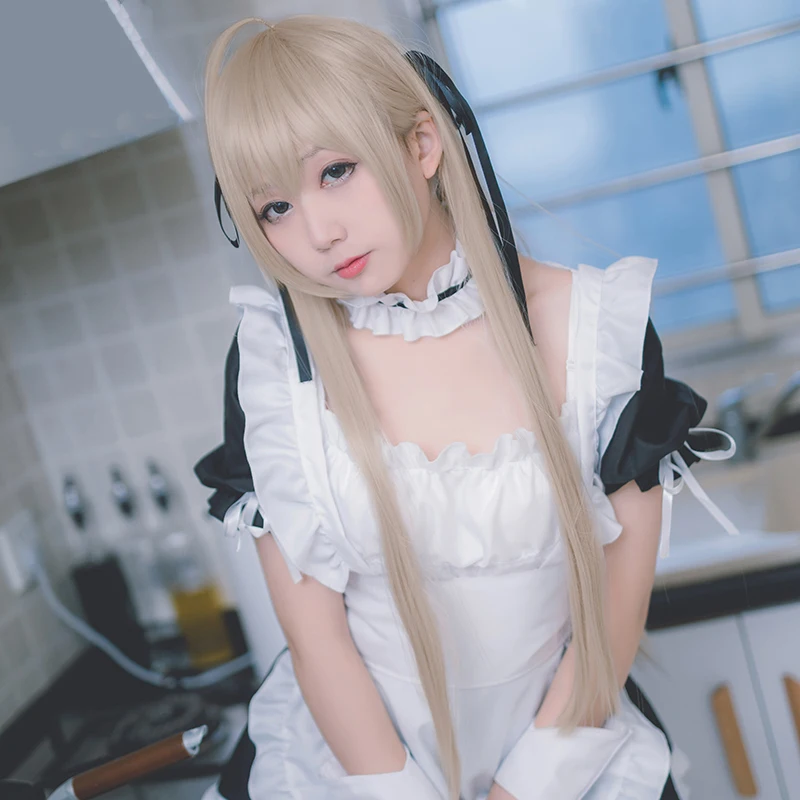 Аниме Yosuga no Sora маскарадный костюм kasugano Sora костюм горничной фартук платье униформа платье+ фартук+ нарукавник+ шейный платок+ головной убор