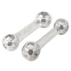 2 предмета Dumbell формы велосипед ключ гаечный ключ Repair Tool 6 мм-15 мм серебро