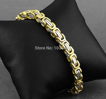 

Men's Fashion gold and silver tow tone 316L stainless steel bracelet Box Chain