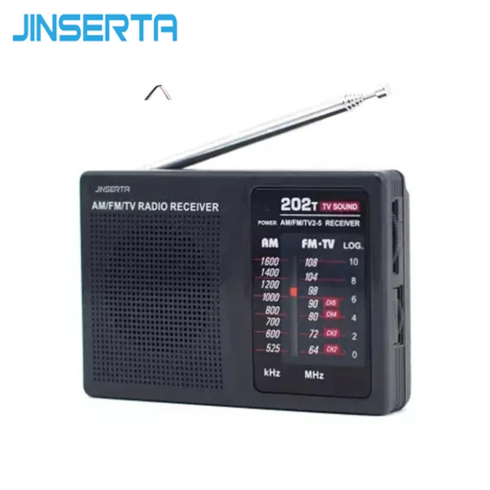 

JINSERTA Original TECSUN R-202T FM/MW/TV Sound Portable Mini FM Radio Recorder Receiver High Sensitivity Mini Music Player