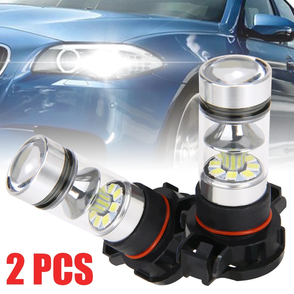 Mayitr 2pcs 5202 H16 PS24W 100W Car LED Fog Light Day-time Tunning Lamp Bulb White 12V 6000K