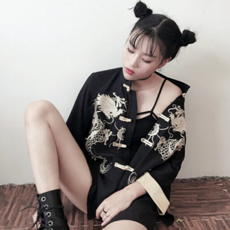 Goedkoop Mazefeng Lente Vrouwen Print Shirts Vintage Vrouwen Casual Shirts Dames Lange Mouwen Eenvoudige Shirts Turn down Kraag Chinese Stijl