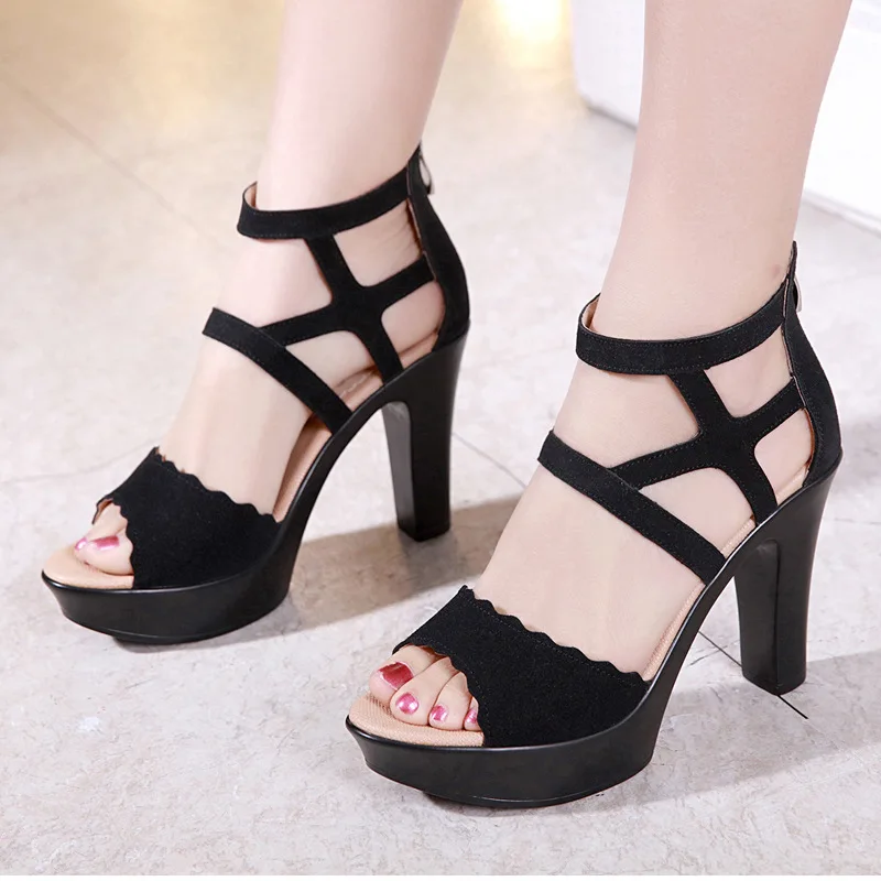 

Suihyung Women Sandals Plus Size 34-43 High Heel Gladiator Casual Shoes Summer Outside Slides Woman ZIP Sandals Sandalias Mujer