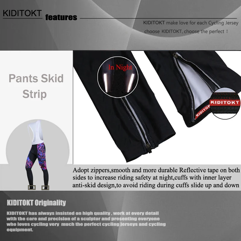 KIDITOKT Pro ударопрочный осенний велосипедный комбинезон с 3D гелевой подкладкой гонки на велосипедах велосипедные колготки MTB штаны для велоспорта