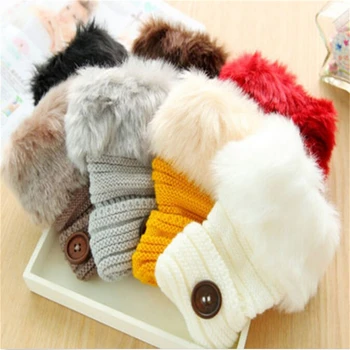 

1 Pair 7 Colors Soft Fashion Faux Fur Hand Wrist Knitted Fingerless Gloves Women Charming Winter Warm Mittens