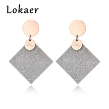 Lokaer ювелирные изделия из нержавеющей стали цвета розового золота и серебра матовый лист круг и квадратные "любовь" серьги-гвоздики E18445