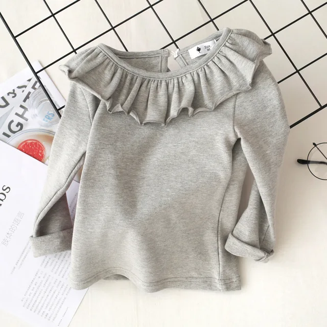 Toddler Kids Baby Girls Cotton shirt Long Sleeve Solid Tops Spring Autumn Girls Basic Tee Shirt RT508 4