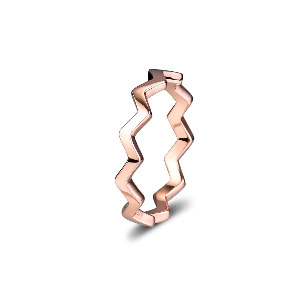 

CKK Rose Gold Timeless Zigzag Ring 925 Sterling Silver Wedding Original Rings for women Silver 925 anillos mujer Fine Jewelry