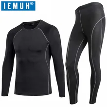 Iemuh зимние комплекты термобелья Для мужчин быстросохнущая gymming анти-микробных стрейч Для мужчин термо Нижнее Бельё для девочек мужской Кальсоны для женщин фитнес