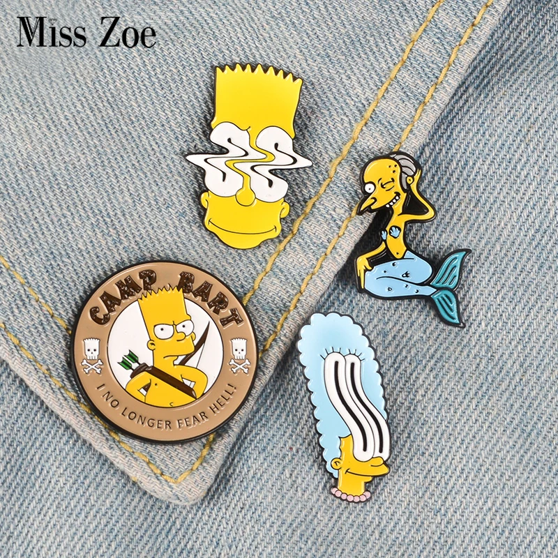 

Marge Bart Mr. Burns Enamel Pins Badges Custom Brooches Cartoon Simp-son Bag Clothes Lapel Pin Family Comedy Humor Jewelry Gift