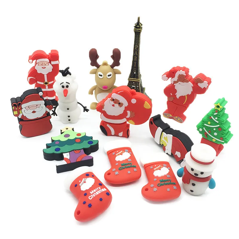 

USB Flash Drive 128gb Cartoon Santa Claus Usb 2.0 4GB 8GB 16GB 32GB 64GB Christmas Series Pendrive Memory Stick Pen Drive Gift