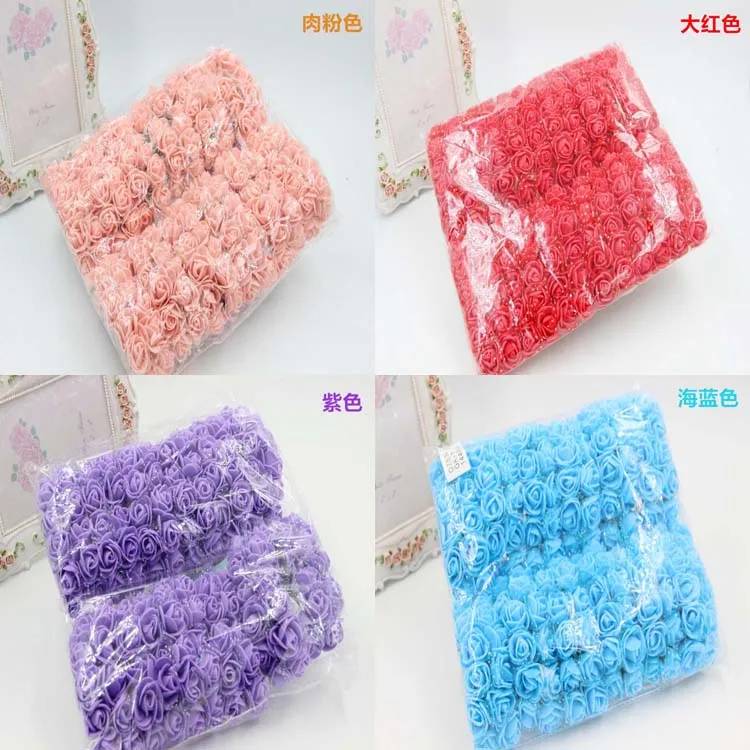 

144pcs 2cm Mini Foam Rose Artificial Flower Bouquet Multicolor Rose Wedding Flower Decoration Rose Flower 1 pack