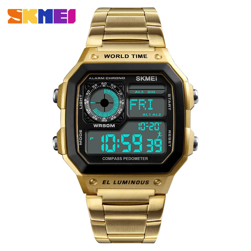 

SKMEI Men Luxury Clock Watch Digital Sport Fashion Man Watches Pedomete 12/24 Hour Top Brand Business relogio masculino 1382