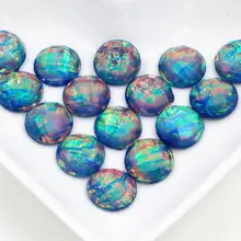 Новая мода 40 шт 12 мм синий цвет касательный самолет Встроенная металлическая фольга плоская задняя Смола Кабошоны Камея Z5-20