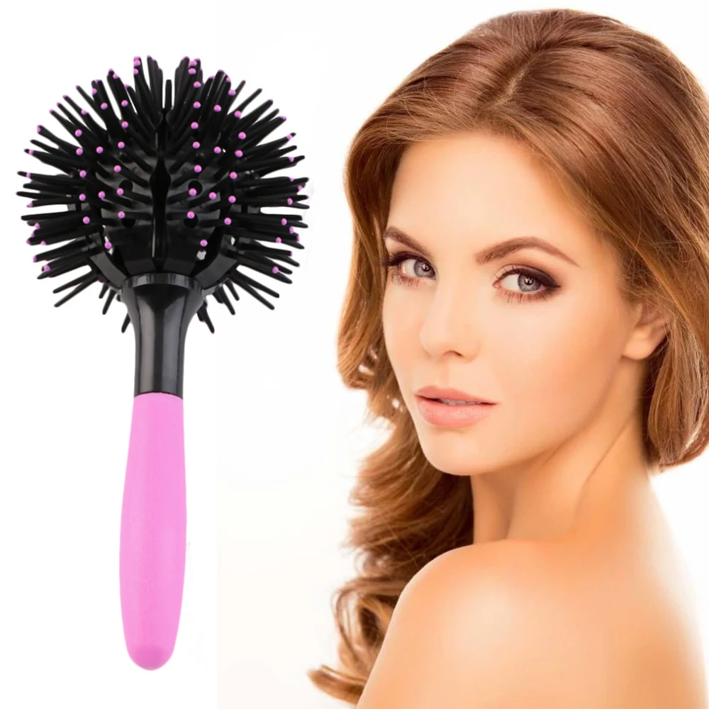 

3D Bomb Curl Hair Brush Ball Styling Spherical Massage Comb Detangling Heat Resistant Hair Comb 360 Degree Ball Styling