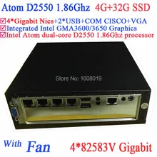 Atom mini pc web server Intel dual core D2550 1.86Ghz 4*82583V Gigabit LAN Wake on LAN Watchdog 4G RAM 32G SSD Windows Linux