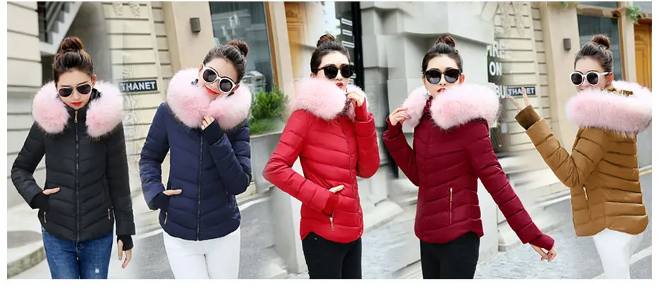 warmest winter coats for women Female Warm Winter Jacket 2020 Fashion Women Hooded Fur collar Down Cotton Coat Solid color Slim Large size Female Coat Leather Jackets