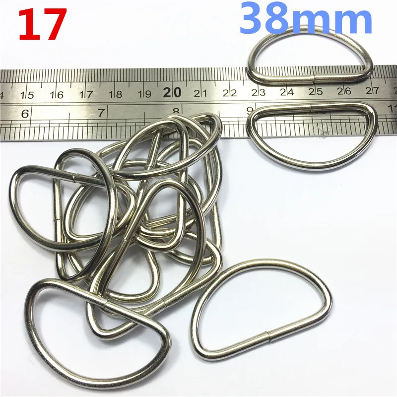 38mm  silver Dee Rings for NonWelded D ring Non-Welded Nickel Plated D-Rings Webbing Strapping Bags Garment Accessories Buckle