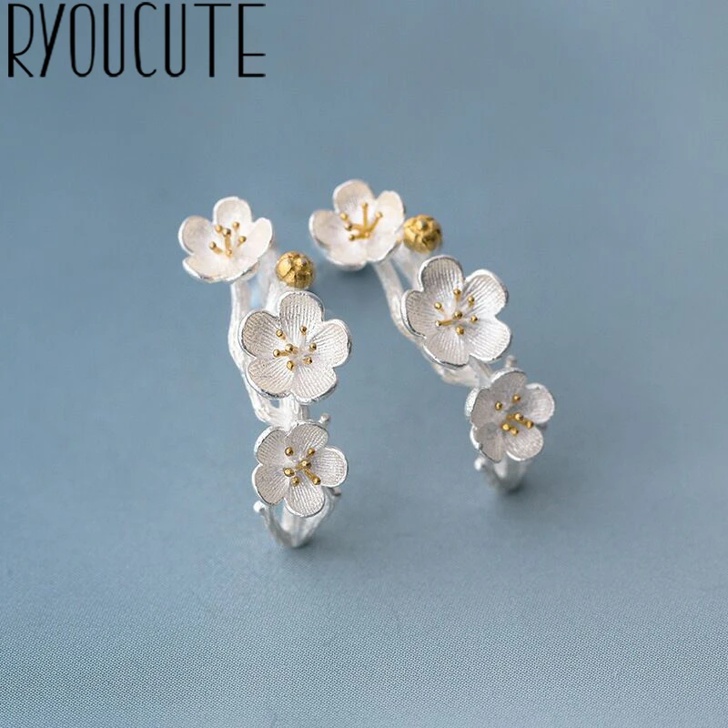 Элегантные серьги из стерлингового серебра 925 пробы, большие серьги "цветок сливы" для женщин, свадебные женские серьги, эффектные ювелирные изделия, женский подарок на вечеринку, Brincos