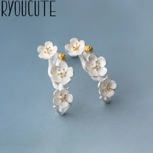 Элегантные серьги из стерлингового серебра 925 пробы, большие серьги "цветок сливы" для женщин, свадебные женские серьги, эффектные ювелирные изделия, женский подарок на вечеринку, Brincos