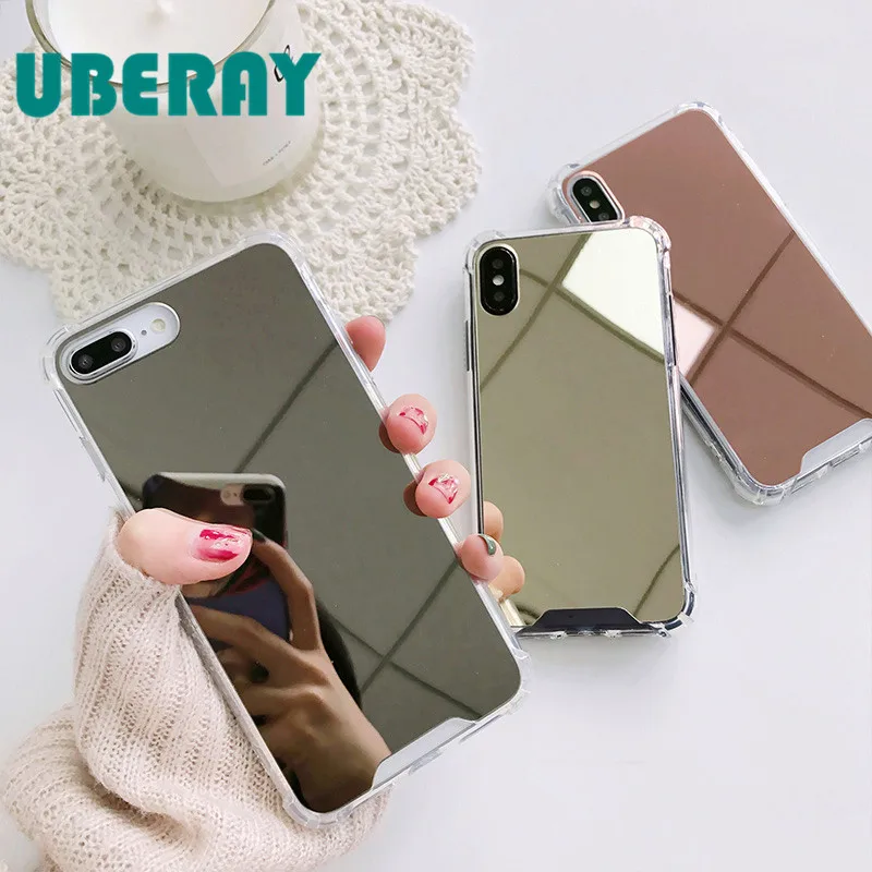 

Simple plating shockproof phone Cases for iphone X XR XS XS Max shiny silicone mirror Case For iphone 6 6s 7 8 7plus