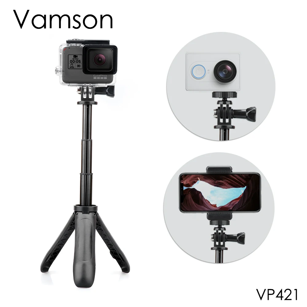 Экшн штатив с выдвижной ручкой Vamson для DJI OSMO карманный мини селфи палки Gopro Hero 7 6 5