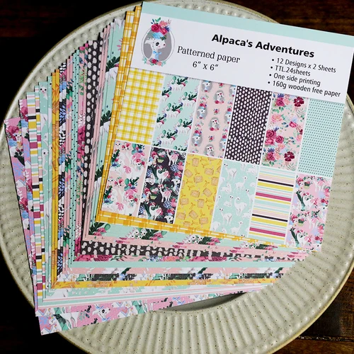 

12pcs/Pack 6*6inch Alpaca Patterned Paper Pack for Scrapbooking DIY Happy Planner Card Making Journal Project