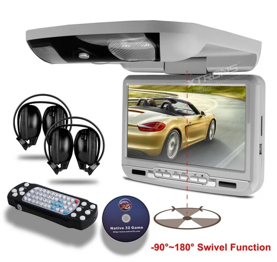 9" Car Flip Down DVD Player Auto Roof Mounted Monitor Ceilling Overhead