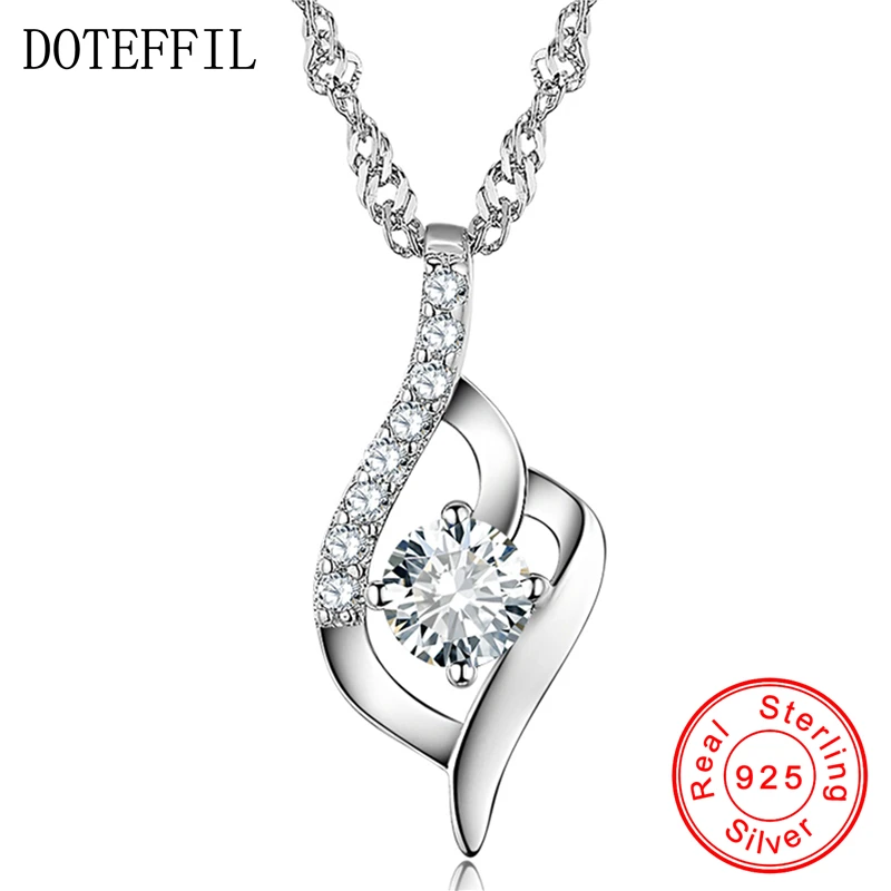 Сердце ожерелье 925 серебро Женская мода Шарм Подвеска-Сердце Серебряное ожерелье AAAA Циркон брендовые ювелирные изделия