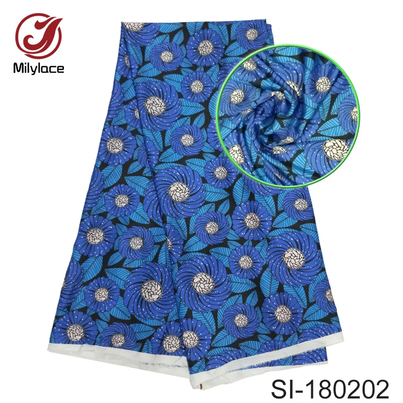 New coming african wax pattern digital printed silk fabric multi color design for dress SI180202 | Дом и сад