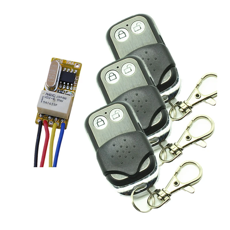 

Smart Remote Control Switch DC3.7V 4.5V 5V 6V 9V 12V Relay Contact Wireless Switch Learning ASK Portable LED Remote Lighting
