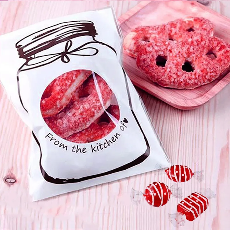 

New 100Pcs Candy Bag Wedding Favors And Gifts 7x10cm Bottle Pattern Self-adhesive Gift Bag Birthday Party Decorations Kids