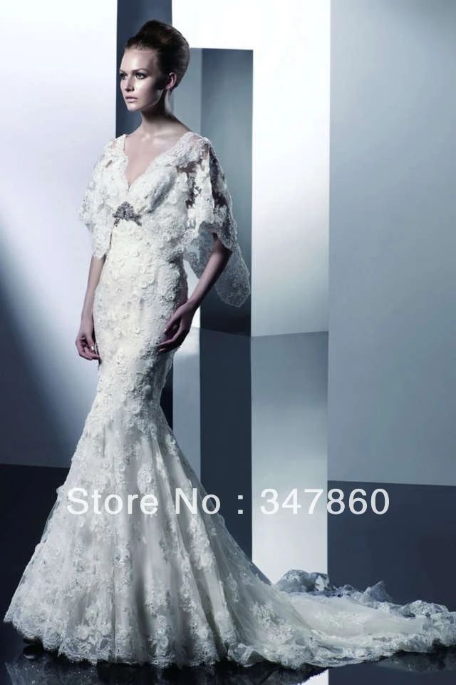 Hot Sale Mermaid V Neck Real Sample Enzoani Elena Wedding Dress