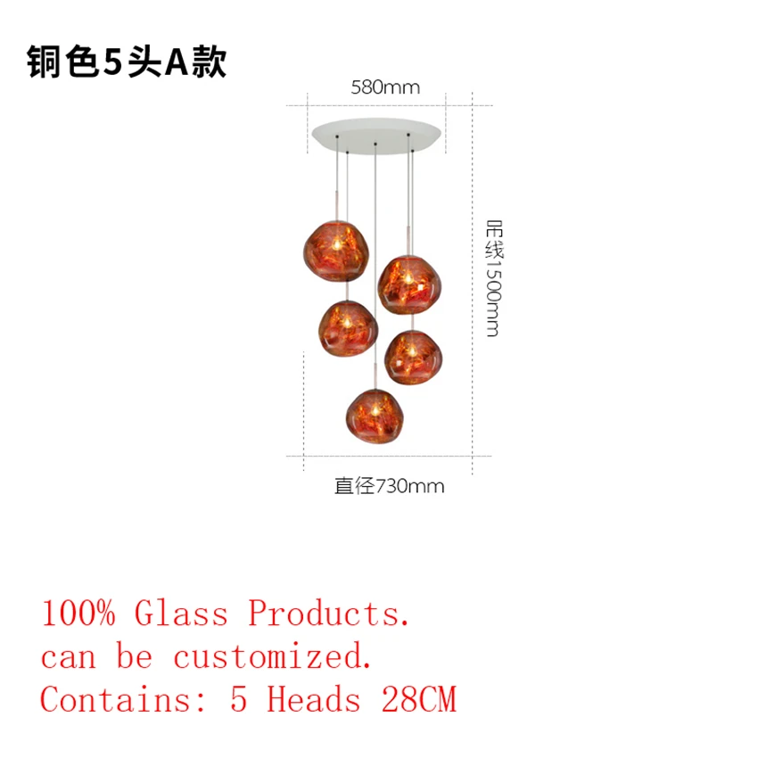 Современный блеск люстры плавкий Лава светильник для гостиной спальни домашний декор стеклянная Подвесная лампа Лофт люстра светильник s& светильник ing - Цвет абажура: Red 5 Head A
