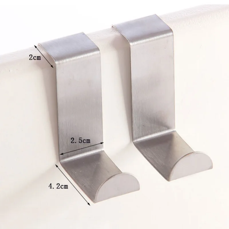 2pcs/set Durable Stainless Steel Over Door Hooks Drawer Hanger for