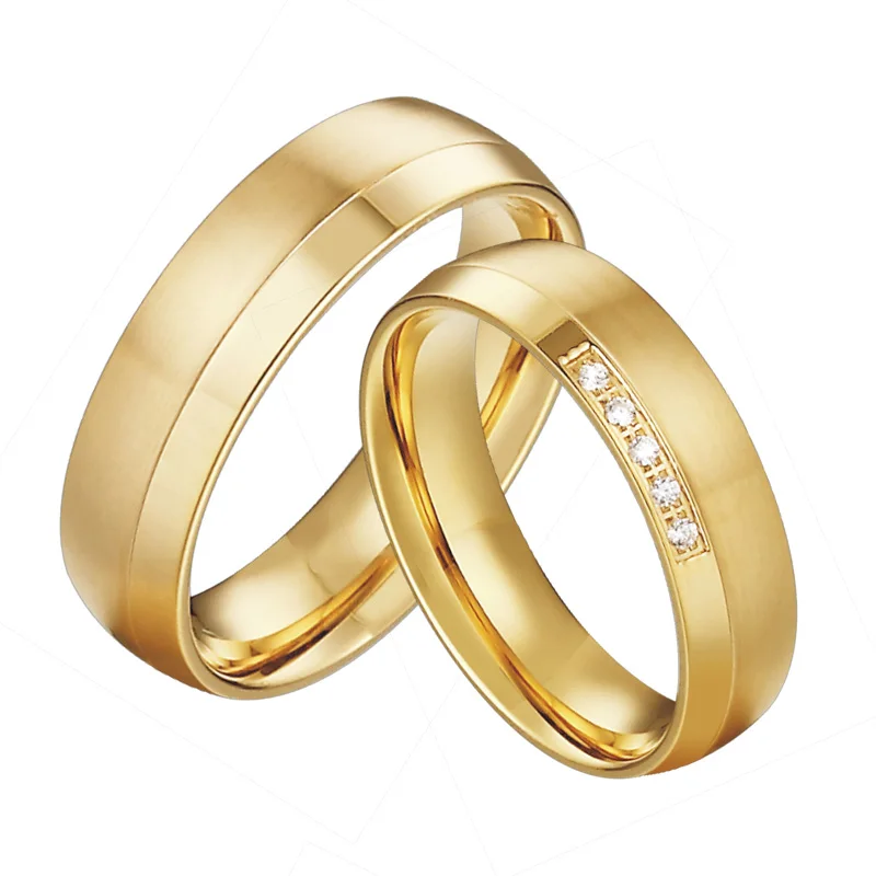 Gold color Alliances engagement Wedding Rings pair lovers ladies women's Couple rings set anel anillos bijoux YR043 (2)