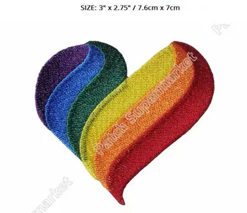 

3" GAY LESBIAN LGBT RAINBOW PRIDE FLAG BIG HEART SHAPE EMBROIDERED IRON ON PATCHES CREST BADGE