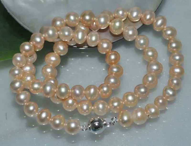 

FREE SHIPPING HOT sell new Style >>>> GORGEOUS Natural Rainbow pink 6mm round Cultured Pearl Necklace