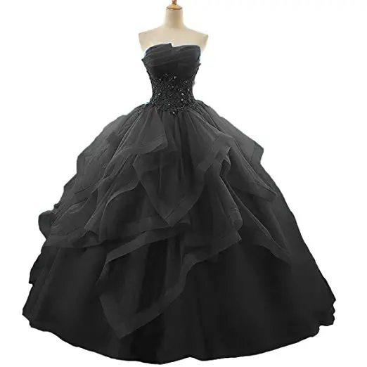 Angelsbridep Ball Gown Quinceanera Dress Top Tiered Crystal Organza