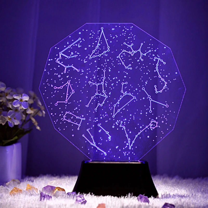3D Illusion Lamp Creative Colorful Twelve Constellation Projection Lamp