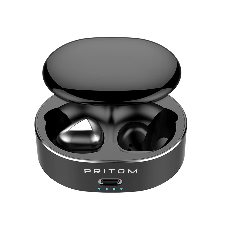 PRITOM T50 TWS беспроводные Bluetooth наушники, стерео спортивные наушники, игровая гарнитура с микрофоном для мобильного телефона - Color: Black