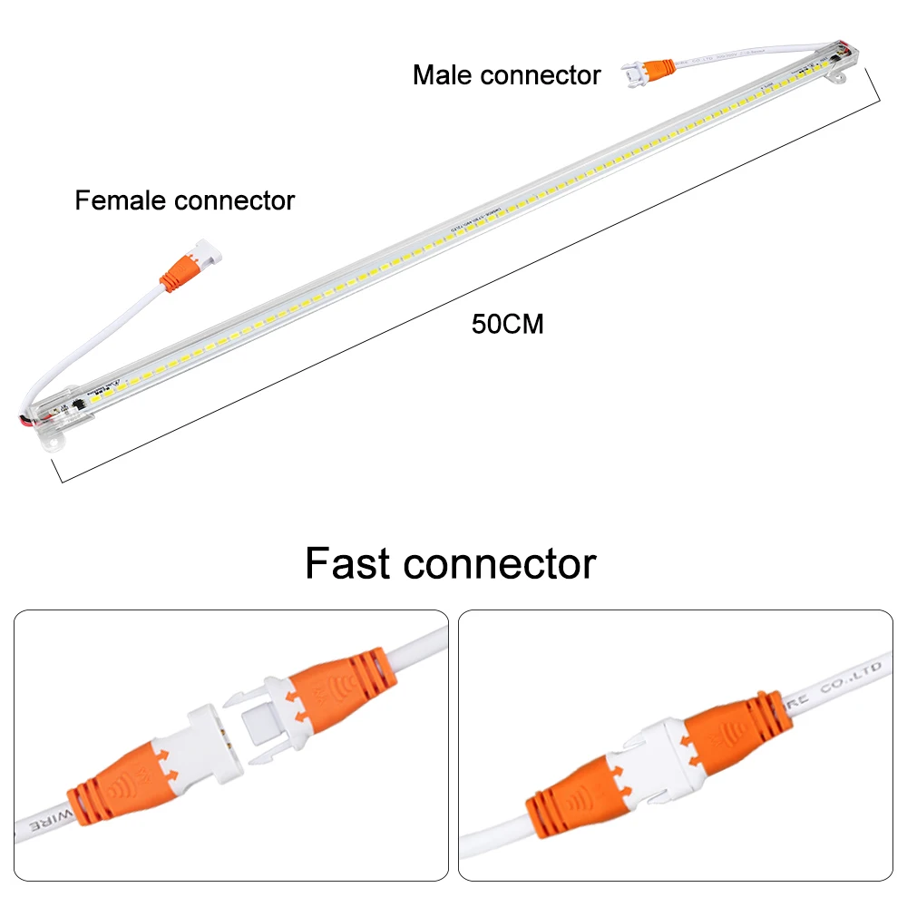 5 шт.* 50 см ультра тонкий светодиодный бар светильник 220V 72 светодиодный s 5730 SMD высокая яркость AC220V светодиодный трубка быстрое соединение жесткий полосу светильник