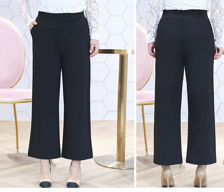 TUHAO, женские, большие размеры 6XL, 5XL, 4XL, широкие брюки, весна-лето, высокая талия, офисные женские черные Капри, брюки большого размера YN07